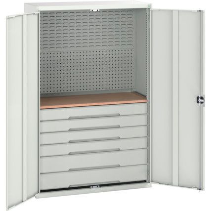 KITTED CUPBOARD 1 DRAWER, 2 SHELF LIGHT GREY