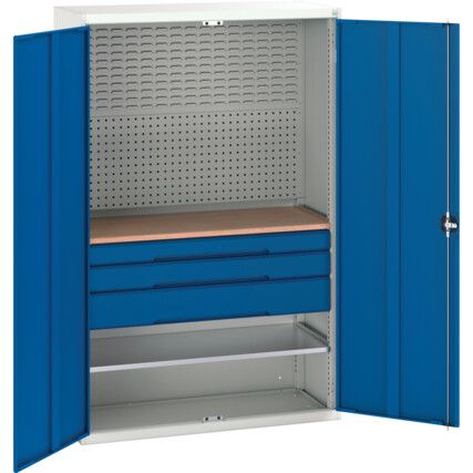 KITTED CUPBOARD 2 DRAWERS, 1 SHELF GREY/BLUE