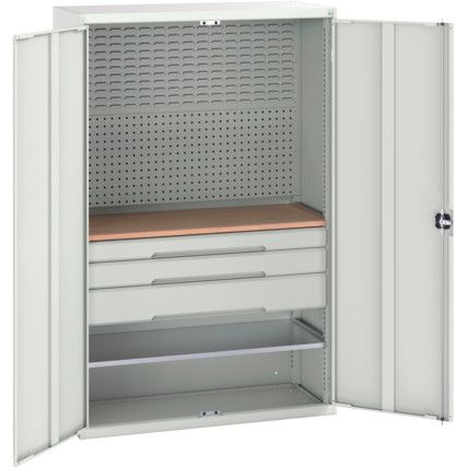 KITTED CUPBOARD 2 DRAWERS, 1 SHELF LIGHT GREY