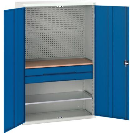 KITTED CUPBOARD 3 DRAWERS 1 SHELF GREY/BLUE