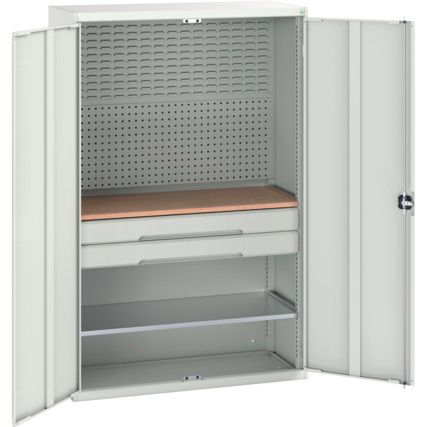 KITTED CUPBOARD 3 DRAWERS 1 SHELF LIGHT GREY