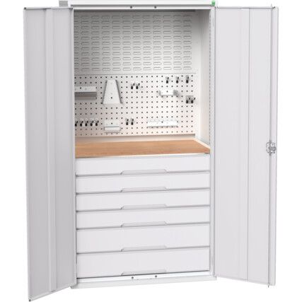 VERSO KITTED CUPBOARD WITH 6 DRAWERS LIGHT GREY