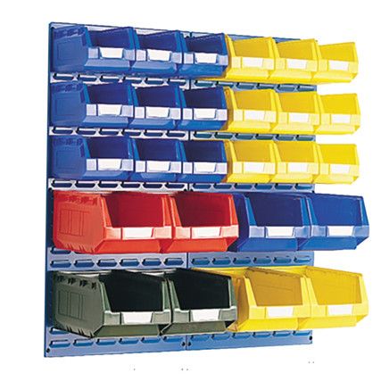 Louvred Panel/Storage Bins, Light Grey/Blue, 457x28x990mm, 26 Pack