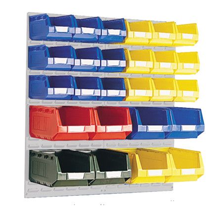 Louvred Panel/Storage Bins, Light Grey, 457x28x990mm, 26 Pack