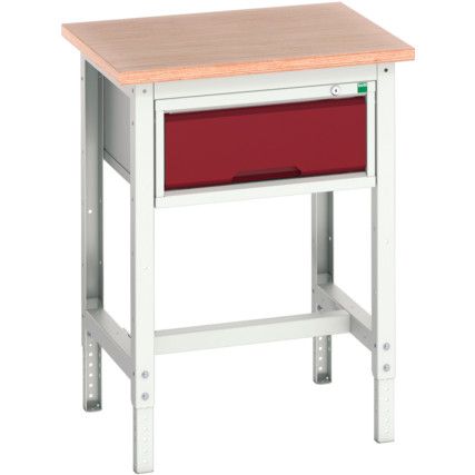 Verso Height Adjustable Bench 700x600x780 MPX Worktop - Light Grey/Red