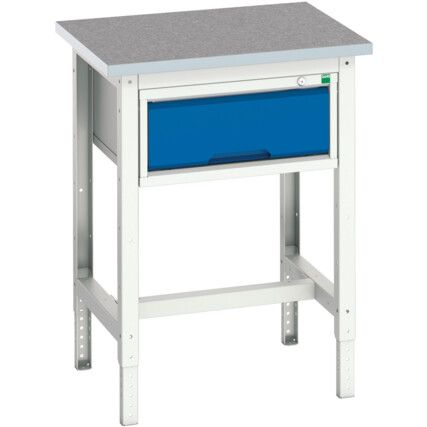 Verso Height Adjustable Bench 700x600x780 Lino Worktop - Light Grey/Blue