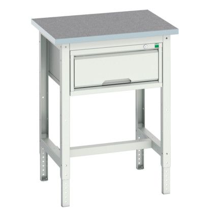 Verso Height Adjustable Bench 700x600x780 Lino Worktop - Light Grey