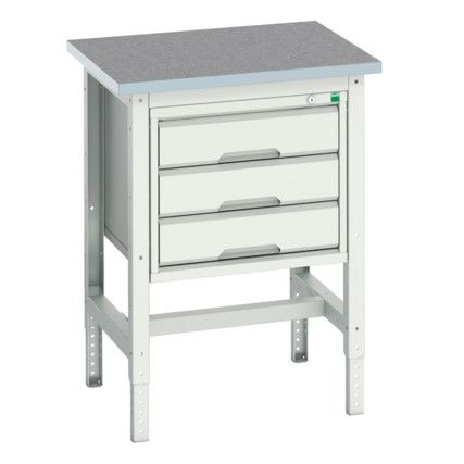 Verso Height Adjustable Bench 700x600x780 Lino Worktop - Light Grey