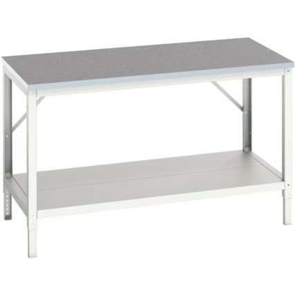 Verso Height Adjustable Bench 1500x800x780mm Lino Worktop - Light Grey