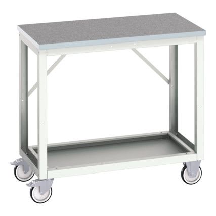 Verso Mobile Bench 1000x600x930mm Lino Worktop - Light Grey