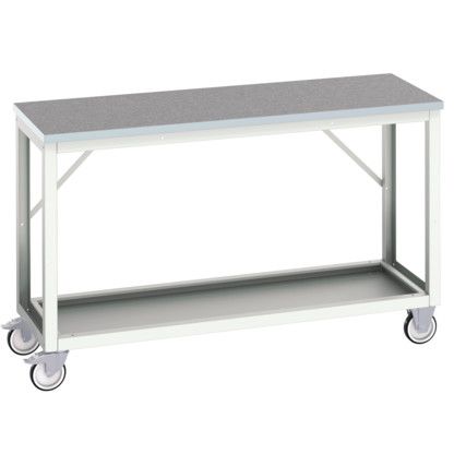 Verso Mobile Bench 1500x600x930mm Lino Worktop - Light Grey