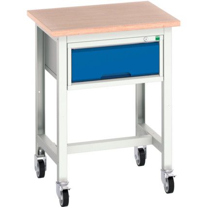 Verso 700 x 600 x 930mm Mobile Workstation and Drawer - Light Grey/Blue