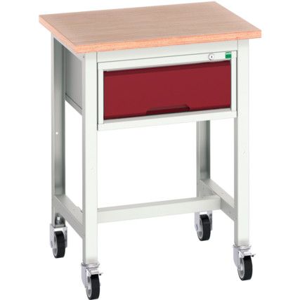 Verso 700 x 600 x 930mm Mobile Workstation and Drawer - Light Grey/Red