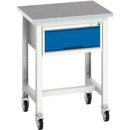 Verso 700 x 600 x 930mm Mobile Workstation and Drawer - Light Grey/Blue