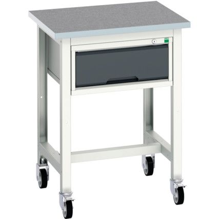 Verso 700 x 600 x 930mm Mobile Workstation and Drawer - Light/Anthracite Grey