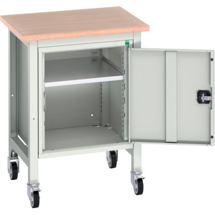 Verso 700 x 600 x 930mm Mobile Workstation and Cupboard - Light Grey