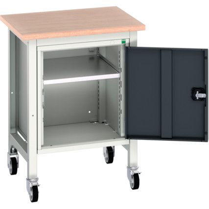 Verso 700 x 600 x 930mm Mobile Workstation and Cupboard - Light/Anthracite Grey