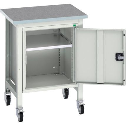 Verso 700 x 600 x 930mm Mobile Workstation and Cupboard - Light Grey