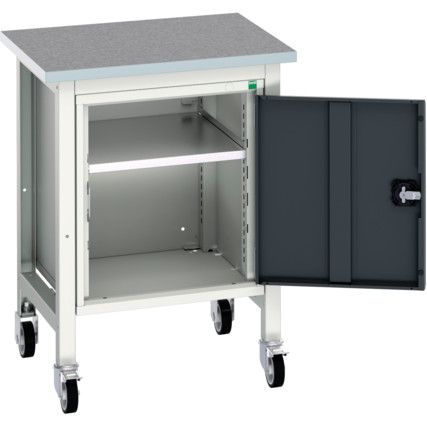 Verso 700 x 600 x 930mm Mobile Workstation and Cupboard - Light/Anthracite Grey