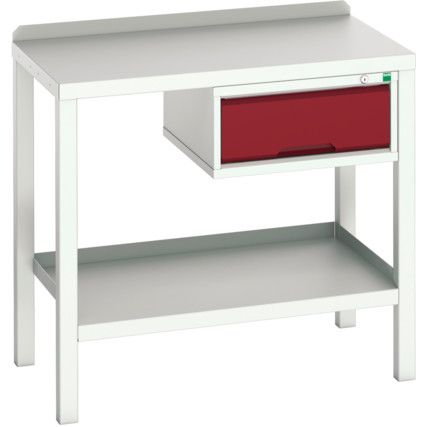 Verso Welded Bench 1000x600x910mm Steel Worktop - Light Grey/Red