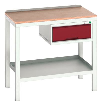 Verso Welded Bench 1000x600x930mm MPX Worktop - Light Grey/Red