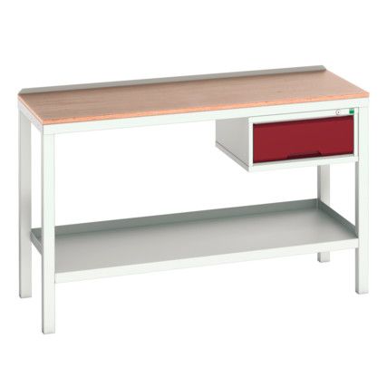 Verso Welded Bench 1500x600x930mm MPX Worktop - Light Grey/Red