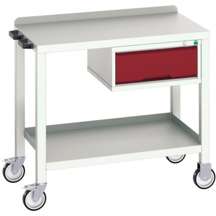 Verso Welded Bench 1000 x 600 x 910mm Steel Worktop - Light Grey/Red