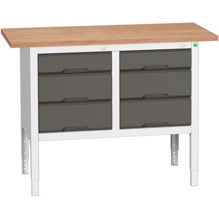 Verso Height Adjustable Storage Bench 1250x600x830-930mm - Light/Anthracite Grey