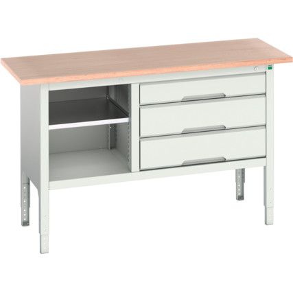 Verso Height Adjustable Storage Bench 1500x600x830-930mm - Light Grey