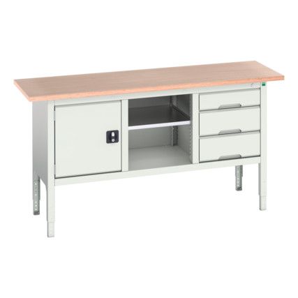 Verso Height Adjustable Storage Bench 1750x600x830-930mm - Light Grey