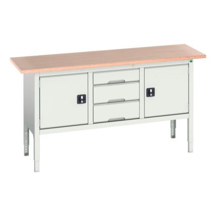 Verso Height Adjustable Storage Bench 1750x600x830-930mm - Light Grey