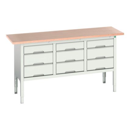 Verso Height Adjustable Storage Bench 1750x600x830-930mm - Light Grey