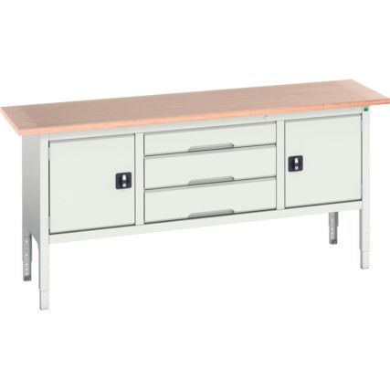 Verso Height Adjustable Storage Bench 2000x600x830-930mm - Light Grey