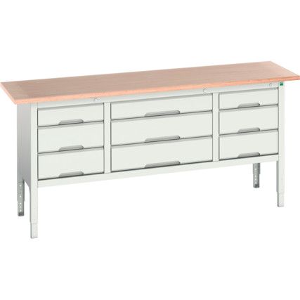 Verso Height Adjustable Storage Bench 2000x600x830-930mm - Light Grey