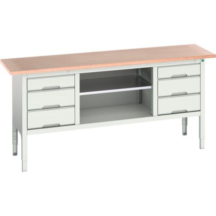 Verso Height Adjustable Storage Bench 2000x600x830-930mm - Light Grey