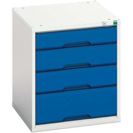 Verso Drawer Cabinet, 4 Drawers, Blue/Light Grey, 600 x 525 x 550mm