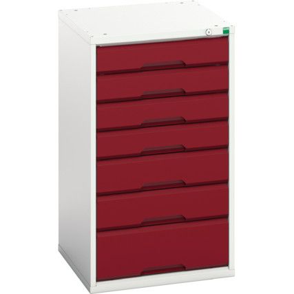 Verso Drawer Cabinet, 7 Drawers, Light Grey/Red, 900 x 525 x 550mm