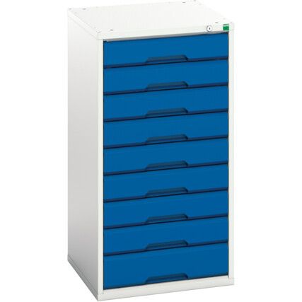 Verso Drawer Cabinet, 9 Drawers, Blue/Light Grey, 1000 x 525 x 550mm