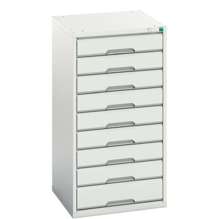 Verso Drawer Cabinet, 9 Drawers, Light Grey, 1000 x 525 x 550mm