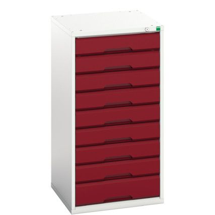 Verso Drawer Cabinet, 9 Drawers, Light Grey/Red, 1000 x 525 x 550mm