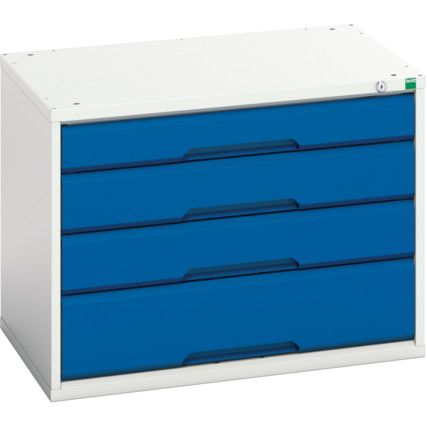 Verso Drawer Cabinet, 4 Drawers, Blue/Light Grey, 600 x 800 x 550mm