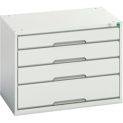 Verso Drawer Cabinet, 4 Drawers, Light Grey, 600 x 800 x 550mm