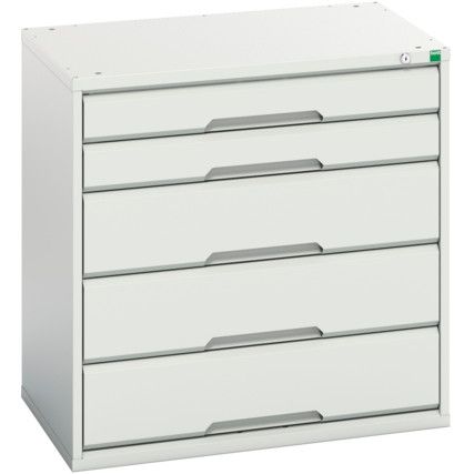 Verso Drawer Cabinet, 5 Drawers, Light Grey, 800 x 800 x 550mm