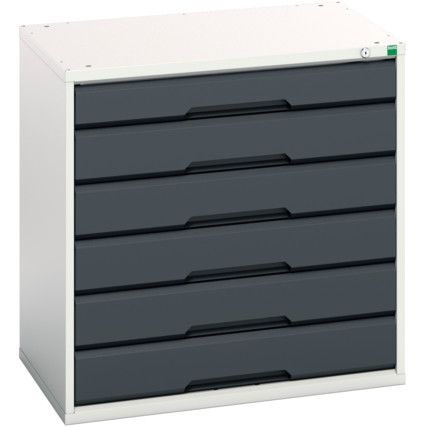 Verso Drawer Cabinet, 6 Drawers, Anthracite Grey/Light Grey, 800 x 800 x 550mm