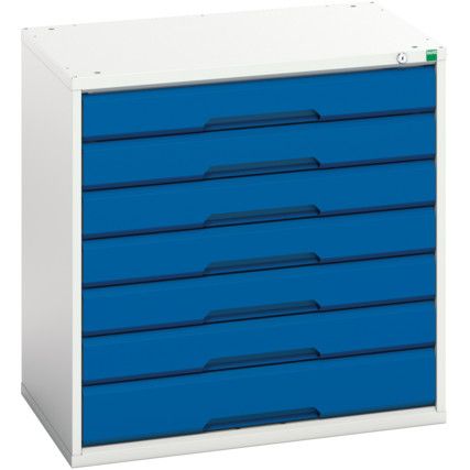 Verso Drawer Cabinet 800x550x800mm 7x Drawers - Light Grey/Blue