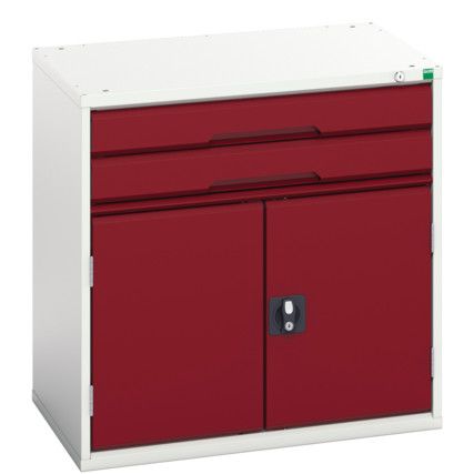 Verso Combination Cupboard 800x550x800mm 2x Drawers - Light Grey/Red