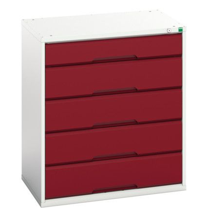 Verso Drawer Cabinet, 5 Drawers, Light Grey/Red, 900 x 800 x 550mm