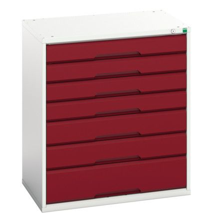 Verso Drawer Cabinet, 7 Drawers, Light Grey/Red, 900 x 800 x 550mm