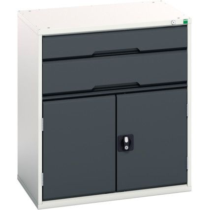 Verso Combination Cupboard 800x550x900mm 2x Drawers - Light/Anthracite Grey