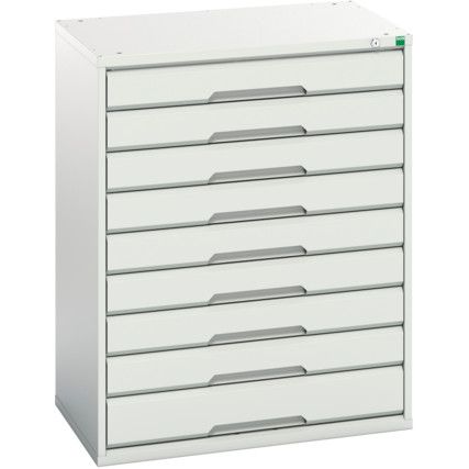 Verso Drawer Cabinet, 9 Drawers, Light Grey, 1000 x 800 x 550mm